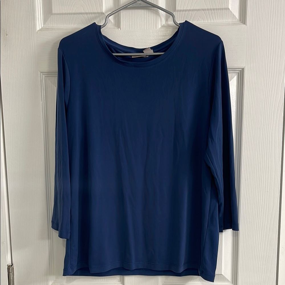 Chico's Relaxed Blue 3/4 Sleeve Blouse